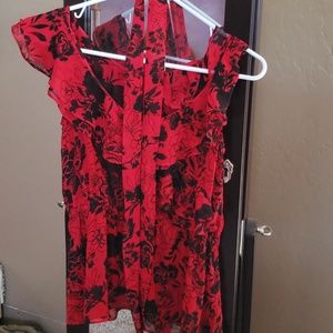 Express red and black blouse